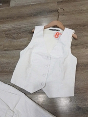 Set Áo gile kẻ + short đũi  8 seconds khuy bọc