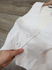 Set Áo gile kẻ + short đũi  8 seconds khuy bọc