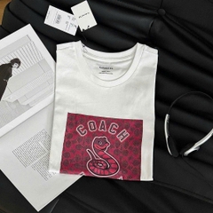 Tshirt COACH màu trắng logo snake