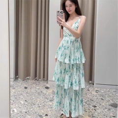 Đầm dài maxi xếp tầng in họa tiết