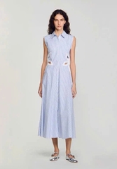 Đầm maxi thêu sọc