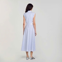 Đầm maxi thêu sọc