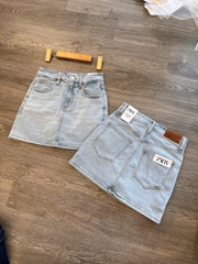 Short váy denim Zara màu nhạt co giãn 4 chiều