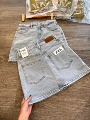 Short váy denim Zara màu nhạt co giãn 4 chiều