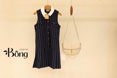 Đầm ngắn kẻ sọc cổ sơ mi