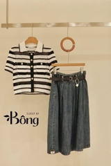 Chân váy Midi Denim xếp ly