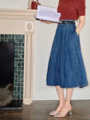 Chân váy Midi Denim xếp ly