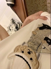 Tshirt Polo RL trắng gấu đính cườm