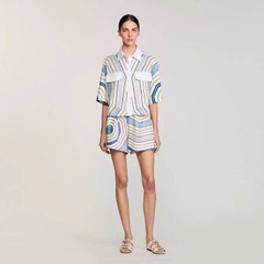 Set Sandro lụa họa tiết mạng nhện Áo + Quần short