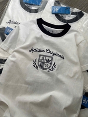 Tshirt ADIDAS trắng thêu ren chỉ đen