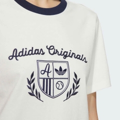 Tshirt ADIDAS trắng thêu ren chỉ đen