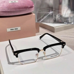 Kính Miumiu gọng vuông mắt đen viền vàng Sz54