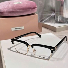 Kính Miumiu gọng vuông mắt đen viền vàng Sz54
