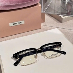 Kính Miumiu gọng vuông mắt đen viền vàng Sz54