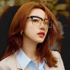 Kính Miumiu gọng vuông mắt đen viền vàng Sz54