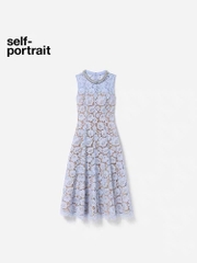 Váy maxi Sel-Portrait ren 3D cổ ngọc trai sát nách tím