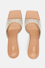 Guốc Zara quai trong bling nhũ bạc