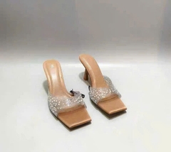 Guốc Zara quai trong bling nhũ bạc