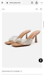 Guốc Zara quai trong bling nhũ bạc