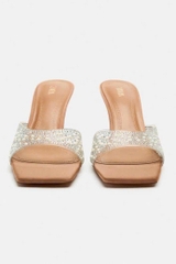 Guốc Zara quai trong bling nhũ bạc