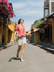Quần short Massimo Dutti linen cạp cao 2 màu