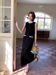 Đầm dài dệt kim ngọc trai