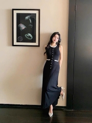 Đầm dài dệt kim ngọc trai