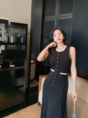 Đầm dài dệt kim ngọc trai