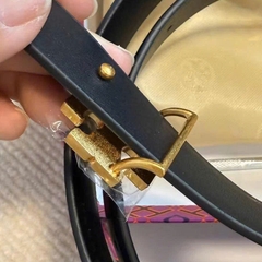 Belt da Tory Burch bản 2m đen mặt vàn fullbox