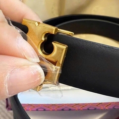 Belt da Tory Burch bản 2m đen mặt vàn fullbox