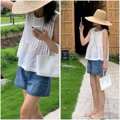 Top lụa đũi trắng Massimo Dutti dư xịn sát sách ly chìm