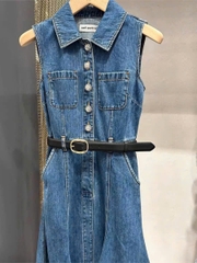Váy jeans Self Portrait khuy đá kèm belt