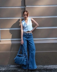 Quần suông Maje cạp đính bling tán