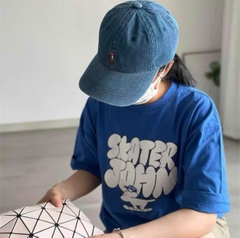 Mũ ball-cap Polo denim ogo ngựa trắng
