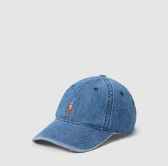 Mũ ball-cap Polo denim ogo ngựa trắng