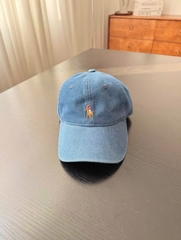 Mũ ball-cap Polo denim ogo ngựa trắng