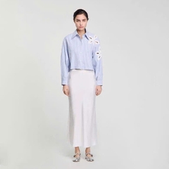 Áo sơ mi kẻ sọc phối hoa