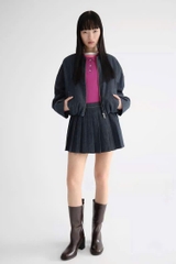 Chân váy xếp ly ngắn Zara denim