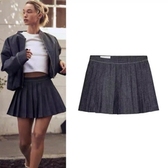 Chân váy xếp ly ngắn Zara denim