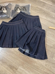 Chân váy xếp ly ngắn Zara denim