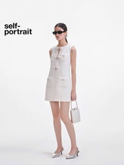 Váy dạ Sel-Portrait sát nách nơ ngọc trai trắng