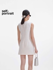 Váy dạ Sel-Portrait sát nách nơ ngọc trai trắng