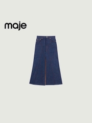Chân váy Maje dài jeans Denim xẻ trước