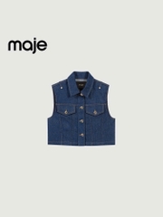 Áo khoác Maje denim không tay dáng ngắn