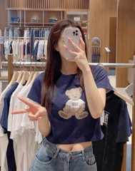 Tshirt croptop Marrithe 2 màu in gấu 2 màu