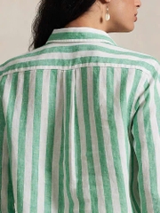 POLO RALPH LAUREN - ÁO SƠ MI VẢI LANH SỌC CỔ ĐIỂN