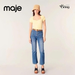 Áo Maje dệt kim vàng cổ vuông