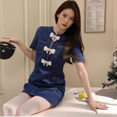VÁY MINI DENIM NƠ