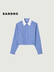 ÁO SƠ MI SANDRO DÁNG CROP KẺ SỌC