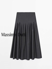 CHÂN VÁY Massimo Dutti MIDI PHA XẾP LY